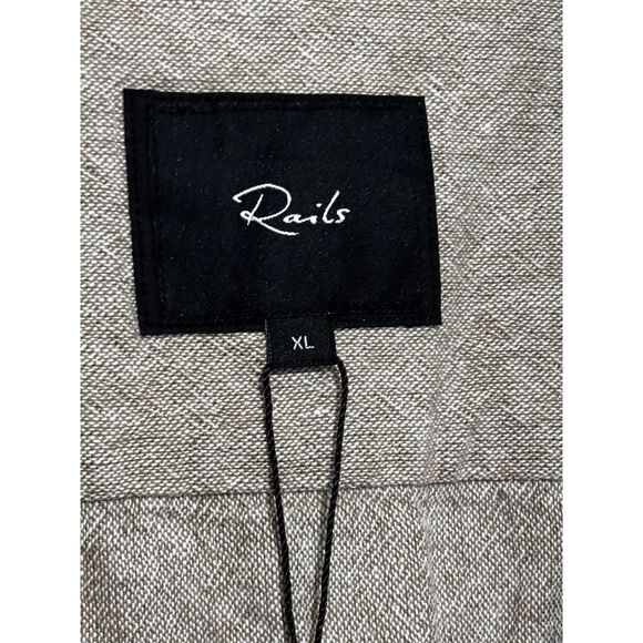 Rails Linen Cotton Button Down Shirt Jacket XL Neutral Shacket Minimalist Chic - Picture 2 of 8